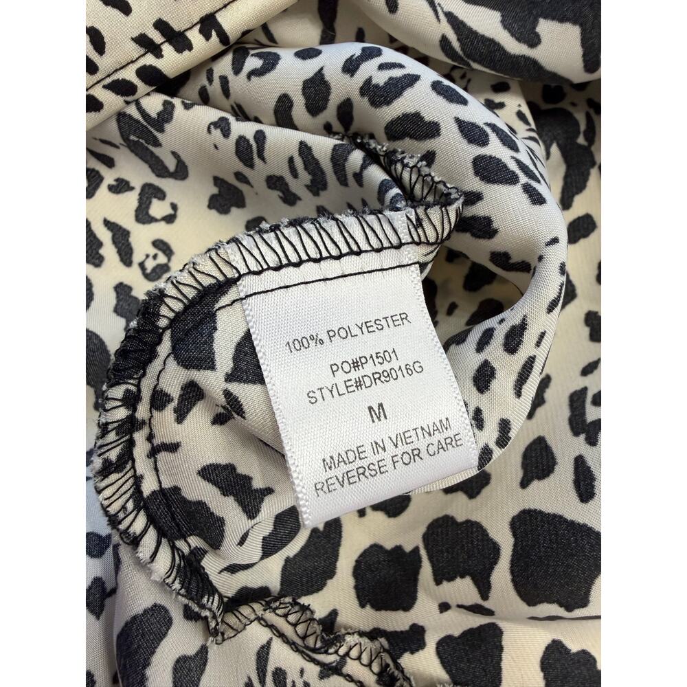 Timing Womens Sz M Animal Print Drape Neck Satin Feel Slip Midi Dress - Picture 6 of 7